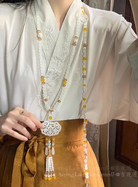 「云梦若」古风明制压襟璎珞项链新中式背M云长流苏马面裙汉服配