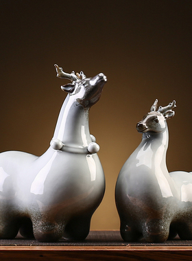 创意官窑陶瓷十二生肖牛马羊w摆件客厅酒柜玄关桌面装饰开业礼品