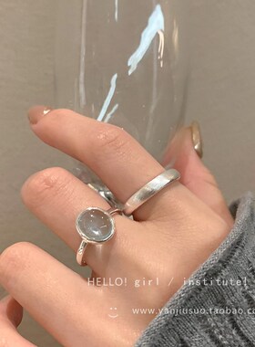 碎银子天然石开口戒指女小众设计食指戒轻奢高级感时尚个性指环潮
