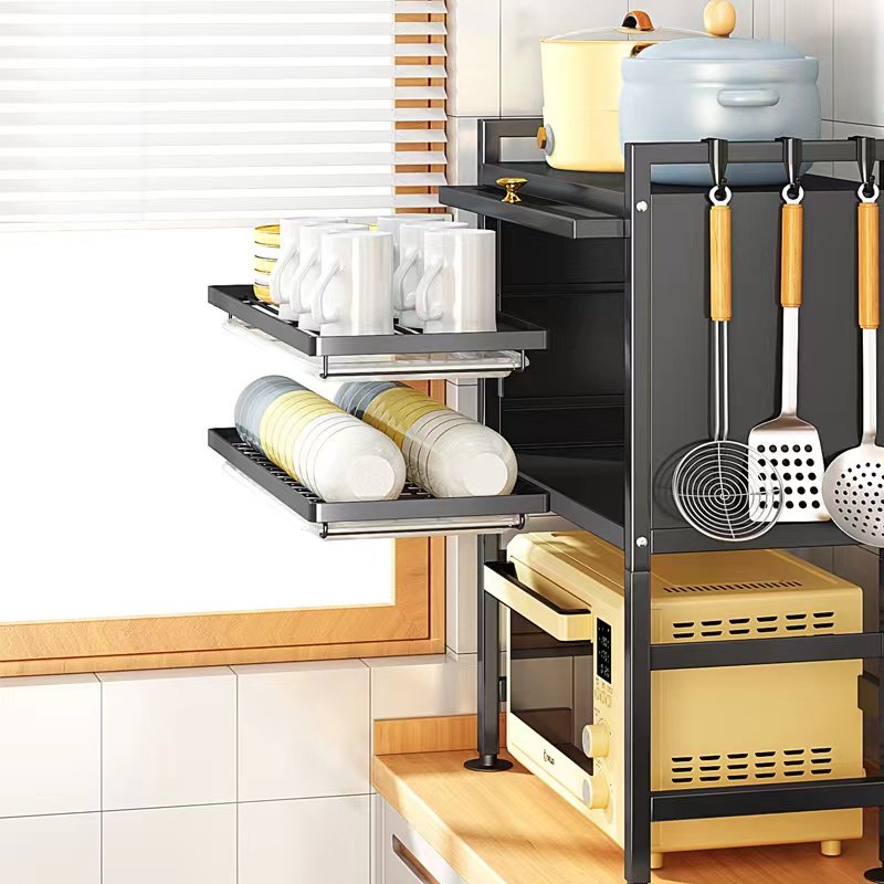 厨房置物架家用放碗筷防尘台面碗盘碟收纳架多功能烤箱微波炉架子,淘宝优惠券,粉丝福利购,淘宝优惠卷