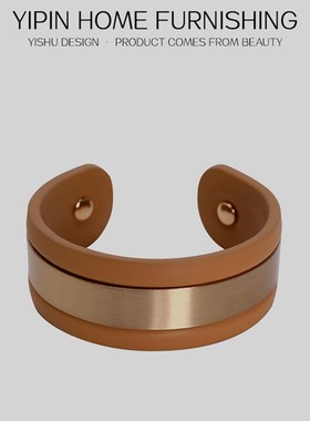 样板房间摆件餐厅餐巾扣皮质金属道具展厅轻奢装饰品现代简约