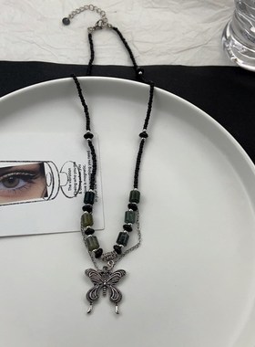 民族风复古蝴蝶项链女新中式v小众高级感时尚气质简约百搭锁骨链