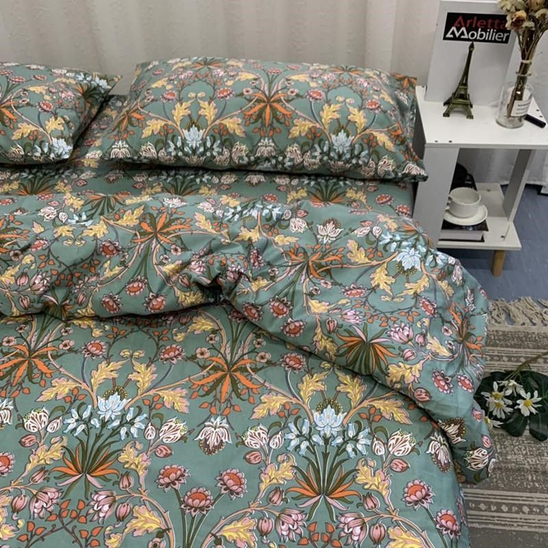 9WOR床单单件棉的被套老式印花1.5m1.8米棉布被单枕套四,淘宝优惠券,粉丝福利购,淘宝优惠卷