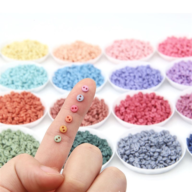 速发100pcs Mini Buttons 4mm Resin Doll Clothes Round Buckles - 图0