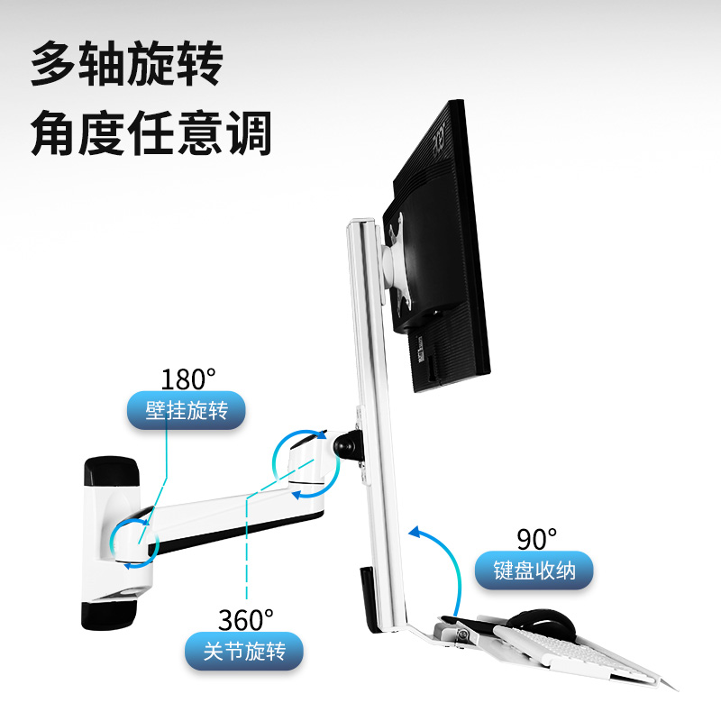 推荐壁挂显示器支架工业机电设备电脑屏幕支架键盘鼠标托板折叠工-图0