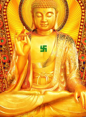 释迦牟尼佛画像大日如来画像佛堂供奉客厅装饰丝绸卷轴挂画禅意画