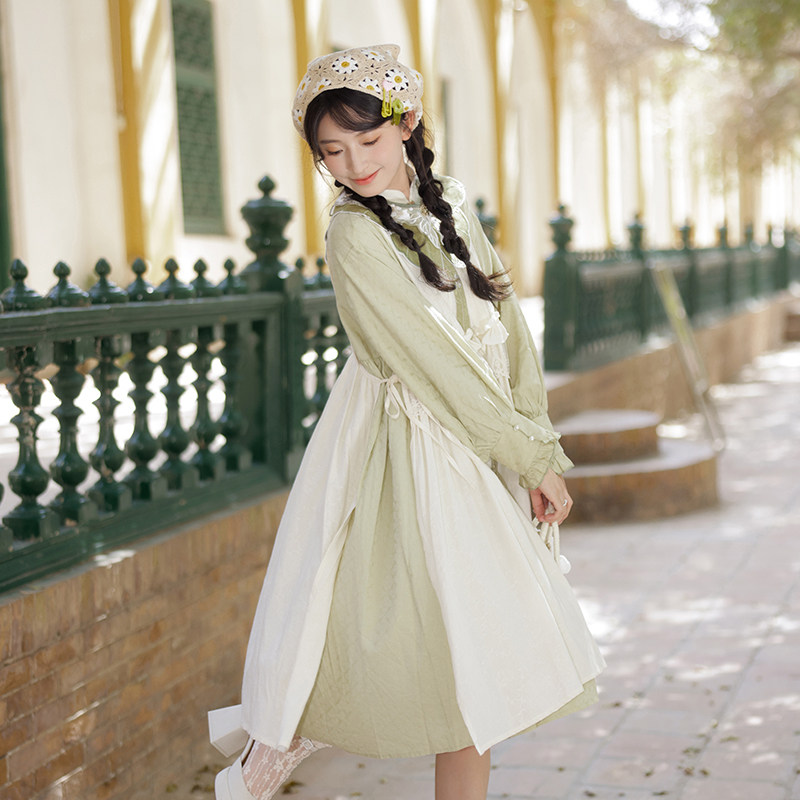 十三余小豆蔻儿[青葵]国风田园风绣花云肩罩衫洋装套装娃娃裙女,淘宝优惠券,粉丝福利购,淘宝优惠卷