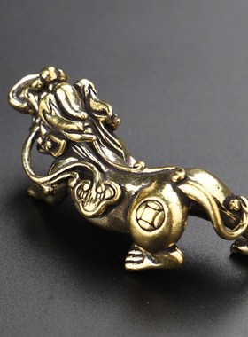 纯铜貔貅摆件家居客厅玄关招财纳福元宝貔貅门店四方纳财黄铜貔貅