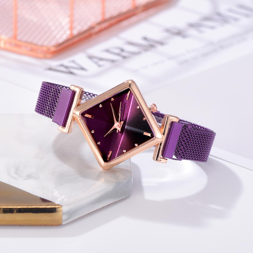 速发Luxury Bracelet Watches For Women Simple Purple Magnetic - 图2