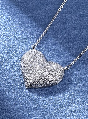 日韩新款时尚简约吊坠爱心锆石小众项链送女友礼物锆石锁骨链