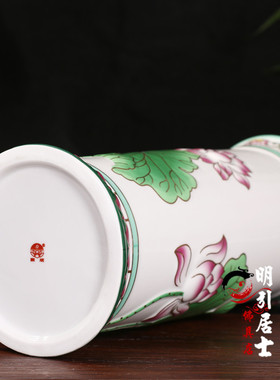 现货明引 无字浮雕莲花敞口花瓶 A香炉 香桶 供瓶  供水杯8寸花瓶