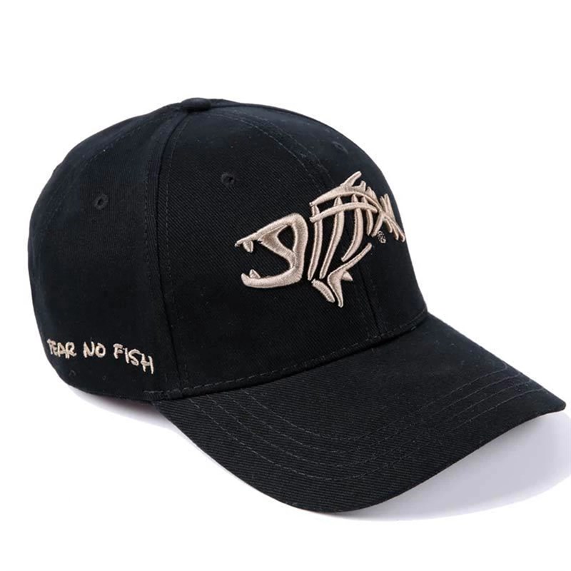 极速Adjustable Fishbone Baseball Cap 鱼骨头刺绣棒球帽钓鱼鸭 - 图1