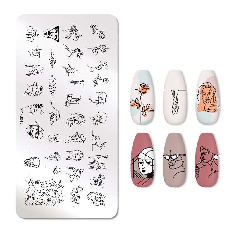 速发Nail Stamping Plates Line Pictures Stencil Stainless Ste - 图3