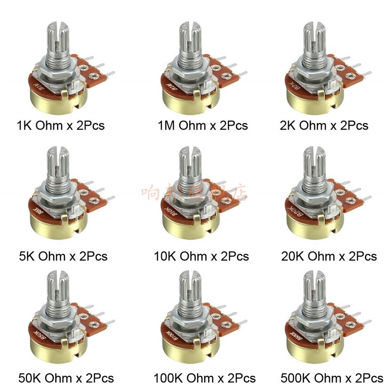 单联电位计18个 B1K/2K/5K/10K/20K/50K/100K/500K/1M配旋钮套装 - 图3