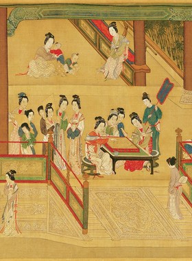 英饰宫春图晓艺术微喷十w大名画复制高清宣纸装裱装汉画工