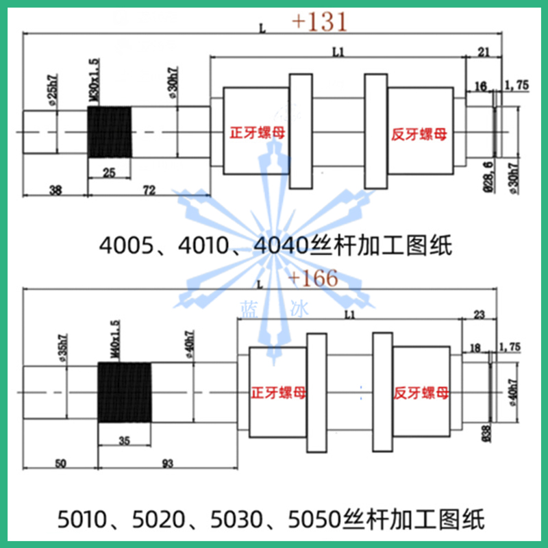 左右旋滚珠丝杆f4010 4020 4040 5005 5010 5020 5050正反牙丝杠 - 图1