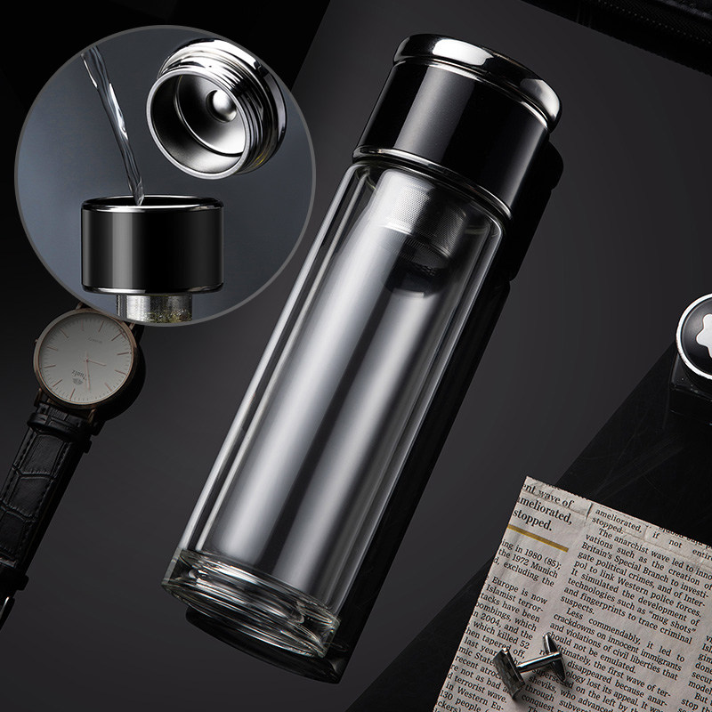 简约个性茶水分离玻璃杯男女双层喝水杯子耐高温泡茶杯过虑网水杯,淘宝优惠券,粉丝福利购,淘宝优惠卷