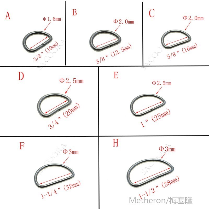 新品10pcs/pack Nickel Plated D ring Semi ring Ribbon clasp K - 图2