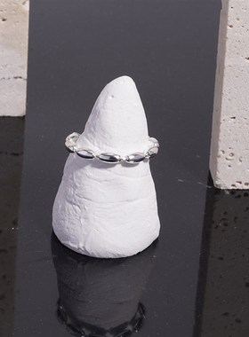 韩国素圈米粒戒指l小众设计时尚个性清新素银色冷淡风金豆指环手