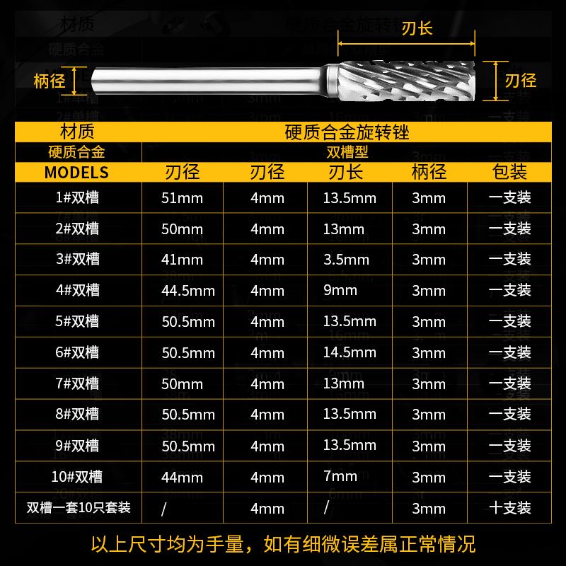 极速。迷你电磨用合金转锉刀钨旋钢3x4mm磨头木工铝用金属雕刻头 - 图3