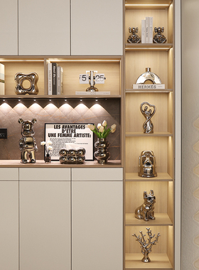 轻奢进门玄关餐边隔断柜摆设客厅现代简约高端酒柜装饰品摆件套装