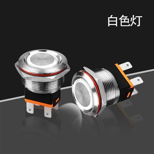 金属环形按钮d开关M22/25mm带灯5V12V24V220V16UA大电流试验箱适-图0