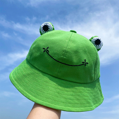 网红Fashion Frog Bucket Hat for Women Summer Autumn Plain Wo - 图3