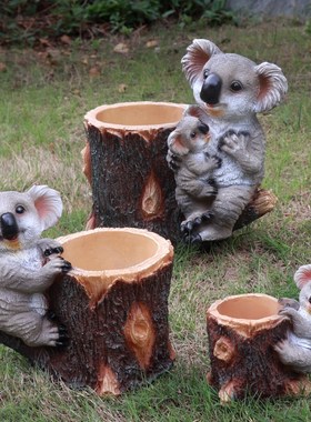 仿真考拉吊饰动物花盆庭院装饰微景观雕塑别墅田园树脂创意小摆件