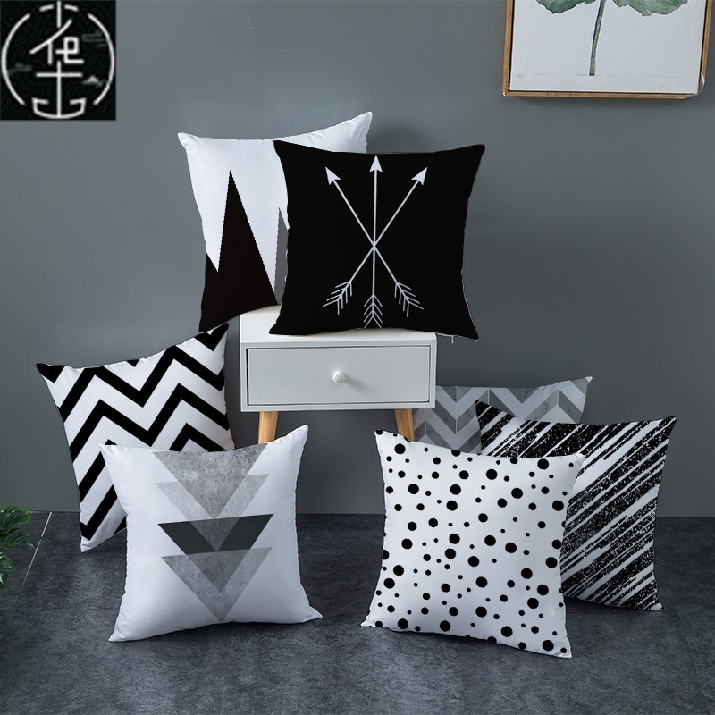 速发Geometric checkered pillow sofa cushion cover pillowcase - 图1