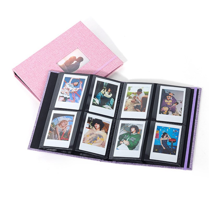 极速208 Pockets Photo Album Cotton Hemp Mini Instant Picture - 图3