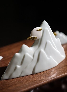 新中式陶瓷假山摆件家居客厅沙盘微景观鱼缸造景禅意摆设书房现货