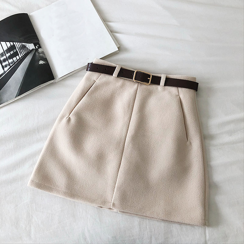 网红Casual Korean Women Winter Mini A-Line Skirts Vintage Fe - 图0