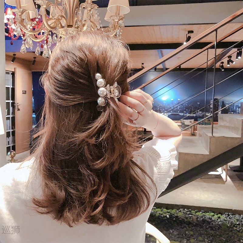 Korean pearl hair clip girl's back hair clip big side clip b - 图1