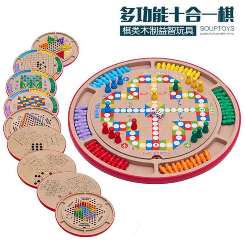 极速10 in 1 Wood Table Game Set Kids Brain Development Early - 图0