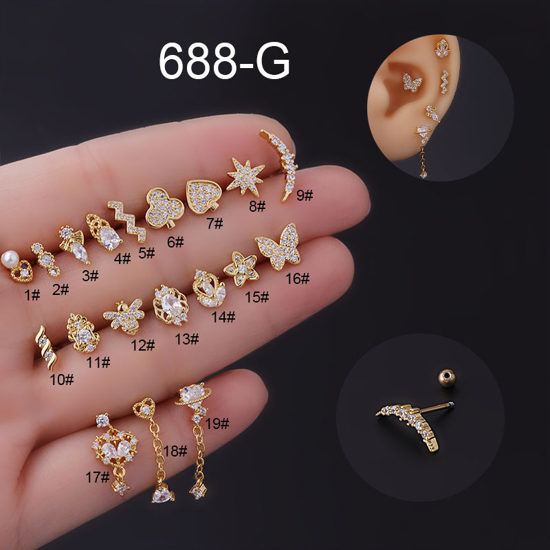 极速1Piece Zircon Dangle Earrings Heart Star Bee Women Earri - 图0