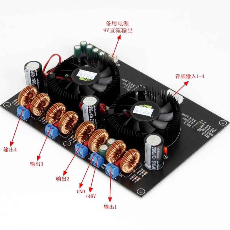 TPA3255四声道数字 D类大z功率功放板300W4(豪华风扇款)功-图1