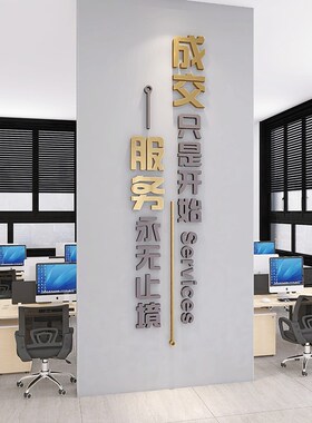 高级办公室装饰3d立体布置墙面励志标语房产中介墙贴公司企业文化