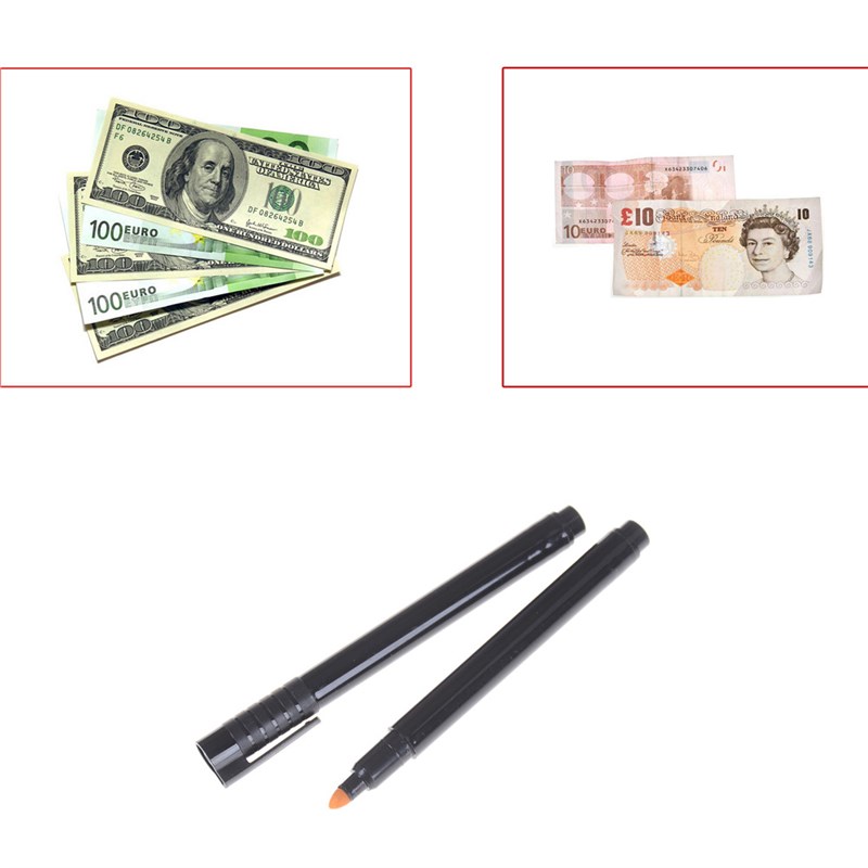 新品2pcs Money Checker Tester Pen Unique Ink Currency Detect - 图0