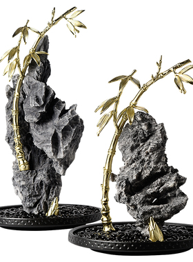 工厂销新中式假山节m节高竹子摆件轻奢高档家居客厅玄关酒柜办公