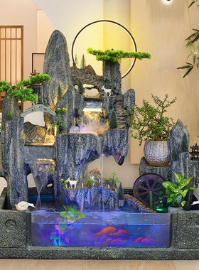 假山流水喷泉循环水景观客厅办公室玄关阳台风水轮招财庭院水摆件