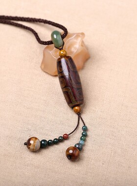 小众设计毛e衣链长款复古天珠吊坠女简约百搭挂件配饰民族风项链