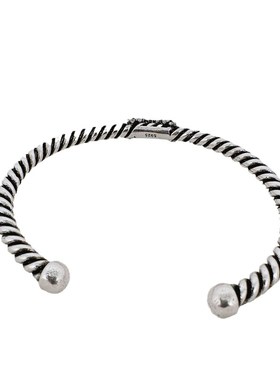 酷飒新款鸢尾花复古做旧手镯个性小众潮款开口设计感手环饰品