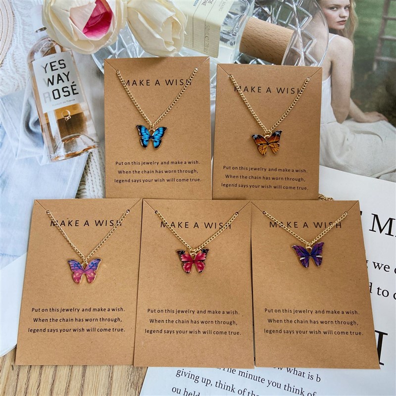 速发necklace women butterfly Pendant 蝴蝶吊坠项链套装锁骨链 - 图2