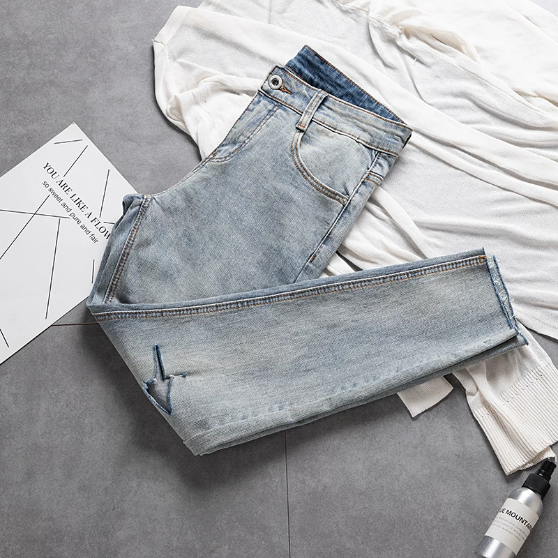 Summer trend elastic jeans, trousers