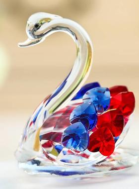 天琉璃鹅新房装饰品动物小摆件水晶玻璃工艺礼品摆饰送情人创现货