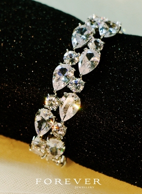 奢华时尚手链女超闪锆石手镯晚礼服配饰新娘结婚饰品生日约会首饰