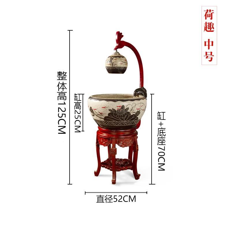 l陶瓷器鱼大号客厅摆件自动缸循过环J流水滤金鱼缸开乔业迁送 - 图1