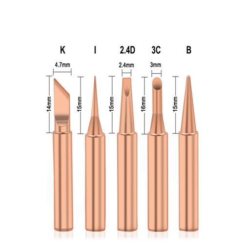 新品5Pcs I+B+K+2.4D+3C soldering iron pure copper 900M solde-图2