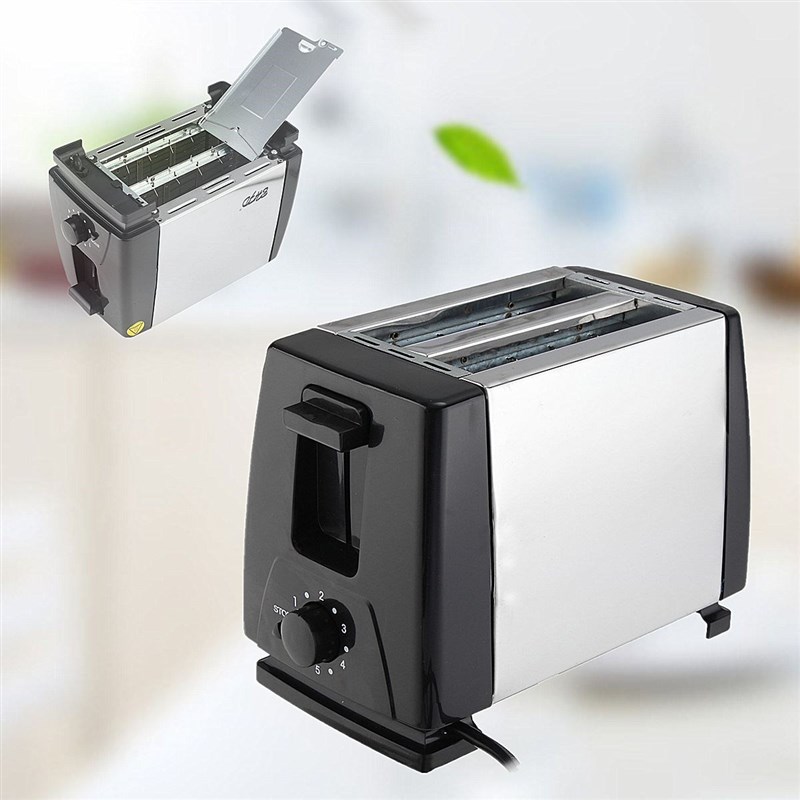 Bread Toaster 2-Slices Kitchen Slots Baking Stainless-Steel - 图1