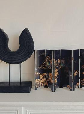 新中式禅意小屏风桌面装饰摆件迷你遮挡小隔断古典艺术工艺品送礼